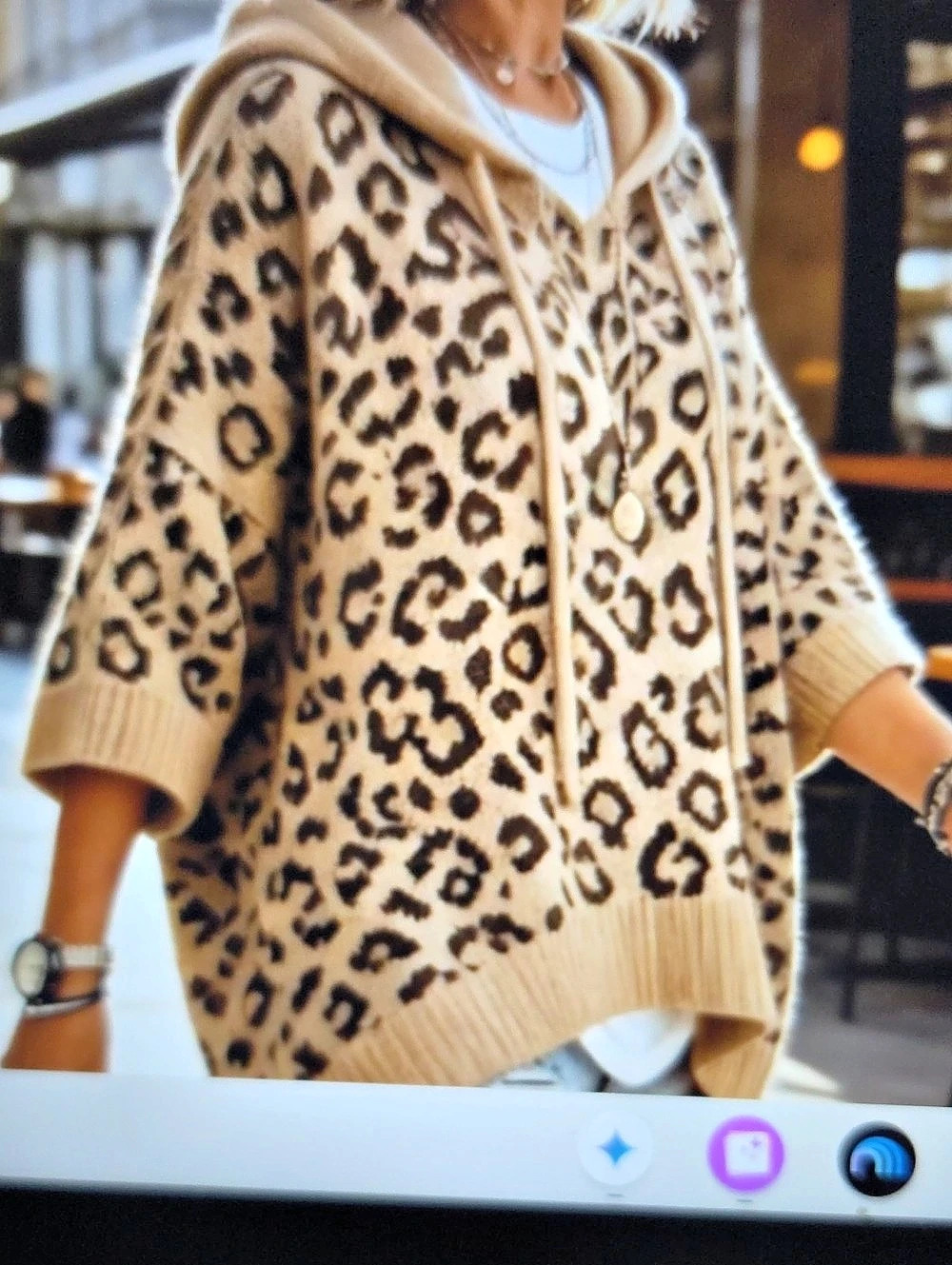 Leopard Print Hooded Sweater - Picture 2 of 3